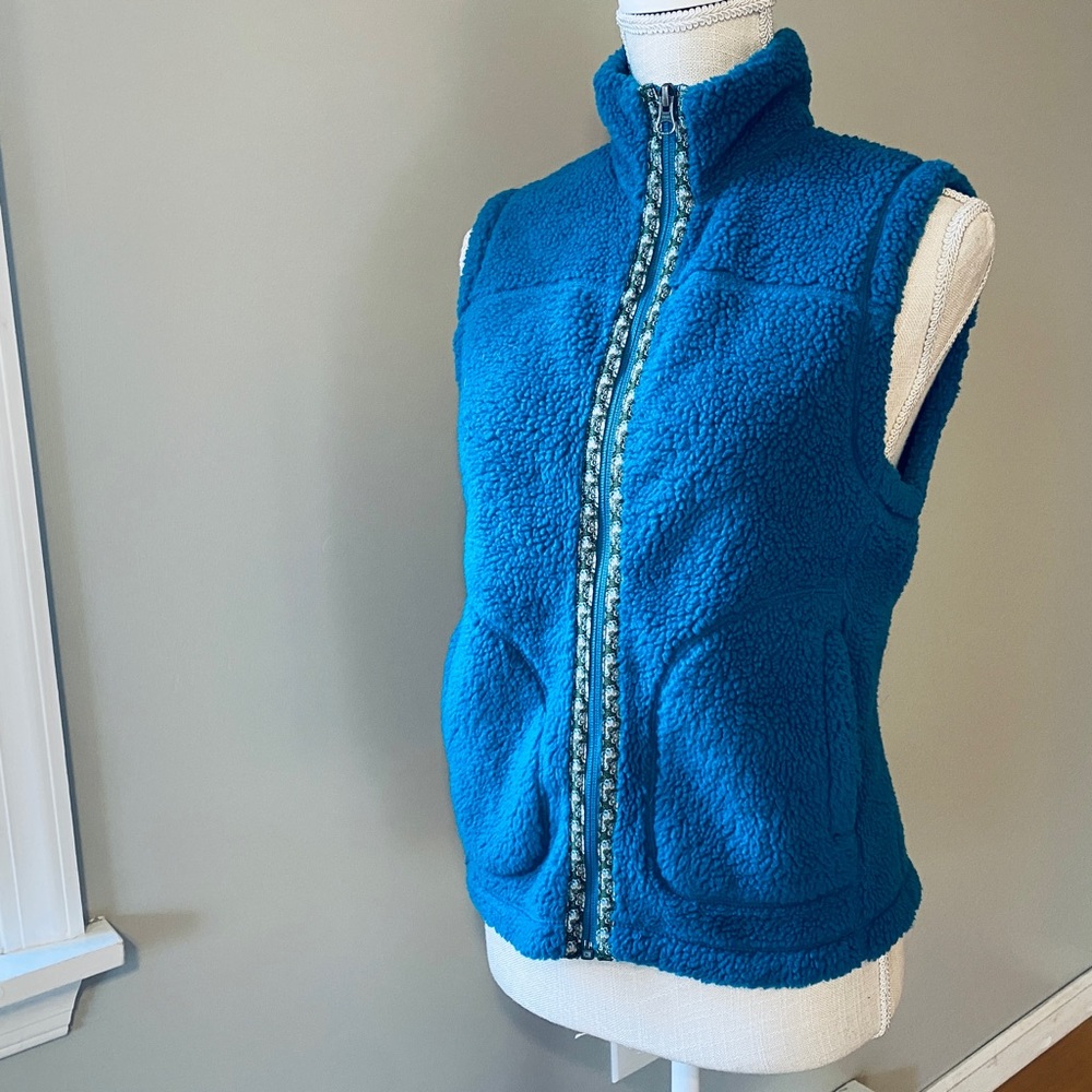 LL Bean Vest Fleece Sherpa Teal Green Zippered OJNX3 Women’s XS